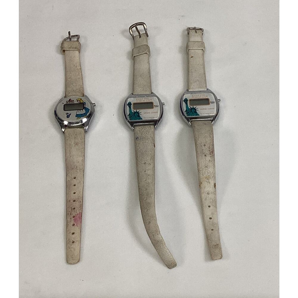 Set Of 3 Vintage Watches - Alice In Wonderland And Statue Of Liberty